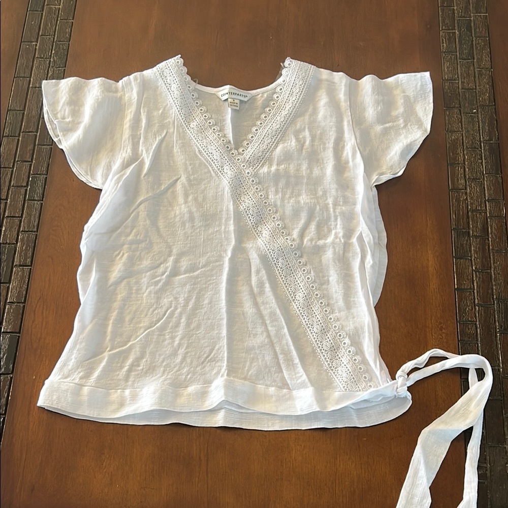 White Eyelet Wrap Top